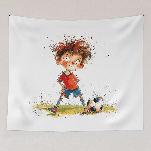 Item preview, Little Boy Playing Soccer designed and sold by Liededrom..