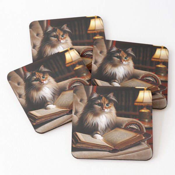 Item preview, cat in a chair with a book designed and sold by caroldarlene.