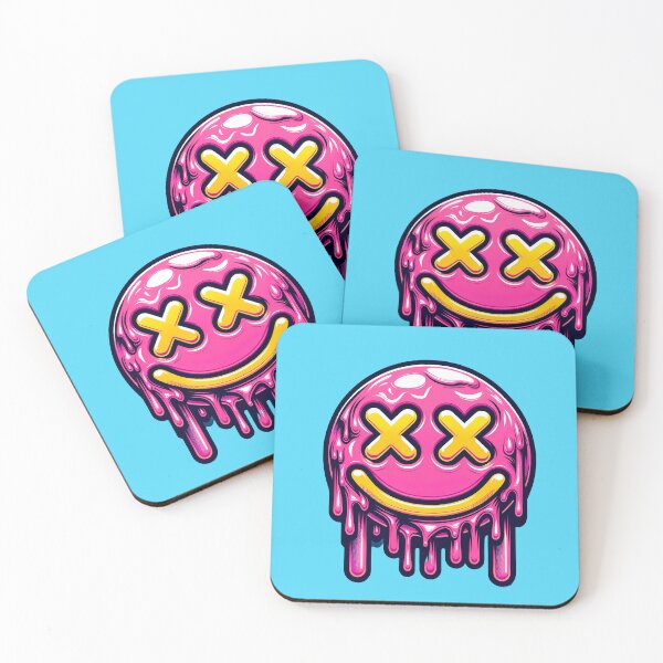 Item preview, Psychedelic Melt: Neon Drip Smiley Face in Vibrant Pink designed and sold by WickedAI.