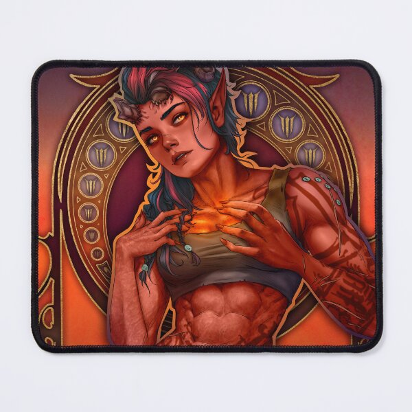 Item preview, Fanart: Karlach from Baldur's Gate in Art Nouveau style designed and sold by AlexaelArtworks.
