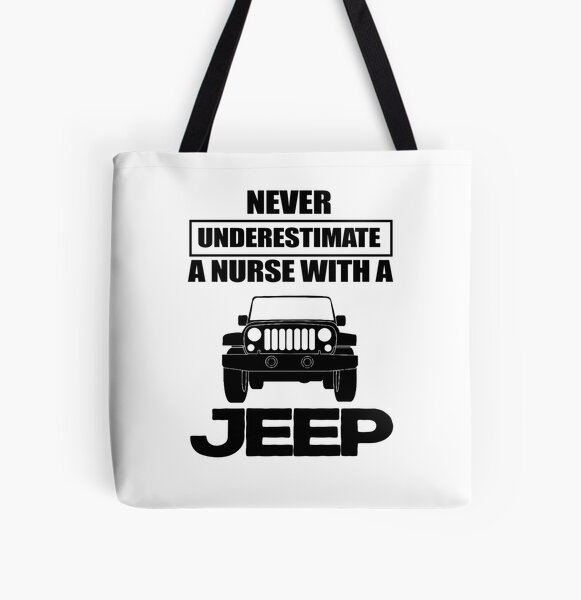 Nunca subestimes a una enfermera con un jeep Bolsa estampada de tela