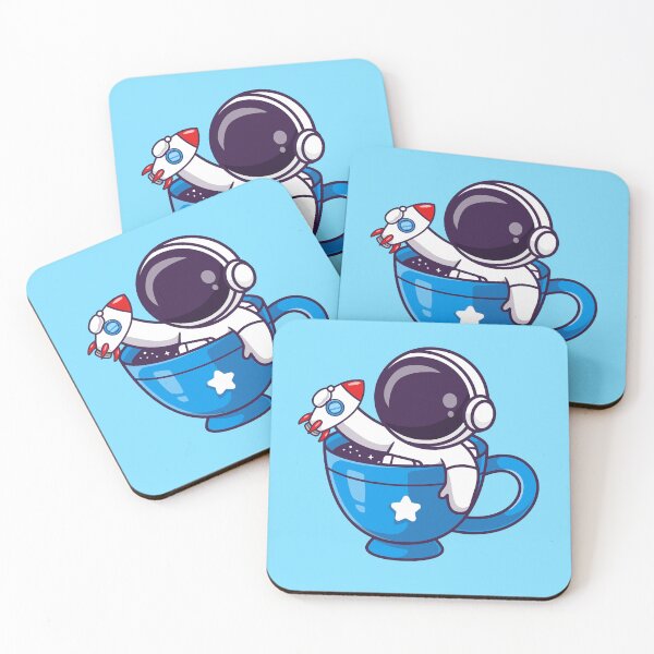 Item preview, Cosmic Brew Delight: Cute Astronaut with Rocket Coffee designed and sold by hjian8219.