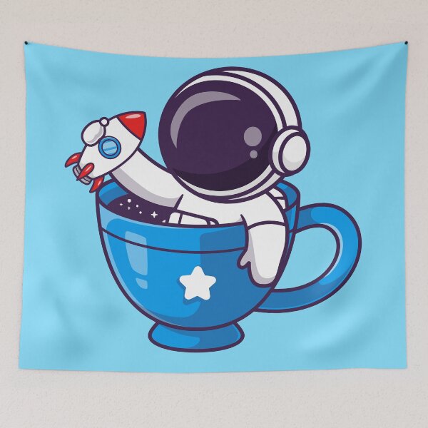 Item preview, Cosmic Brew Delight: Cute Astronaut with Rocket Coffee designed and sold by hjian8219.