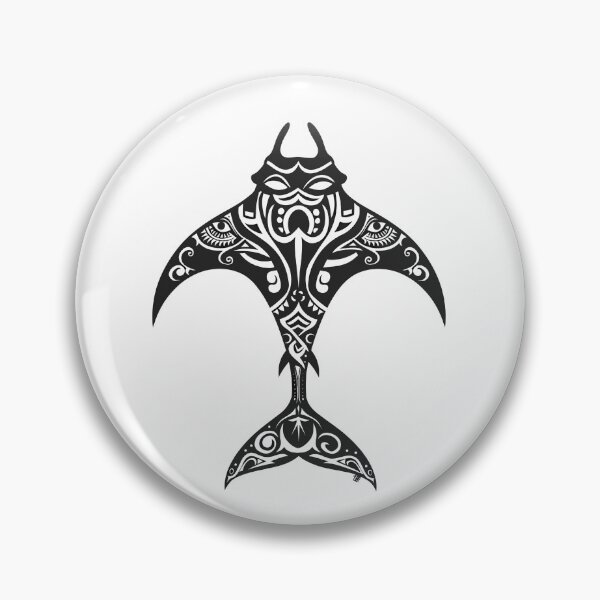 Item preview, tribal manta ray tattoo black and white pen and ink digital art  designed and sold by kgcreation91.