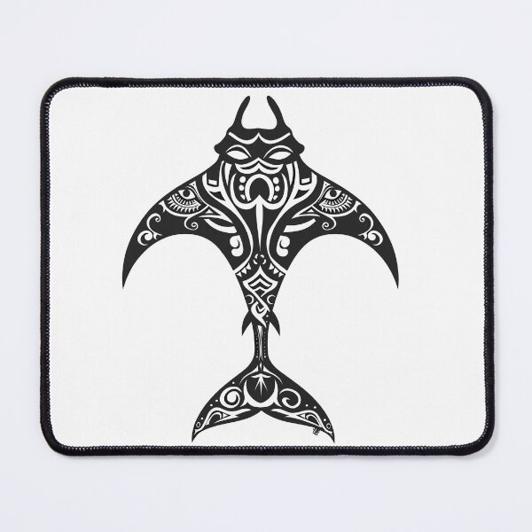 Item preview, tribal manta ray tattoo black and white pen and ink digital art designed and sold by kgcreation91.