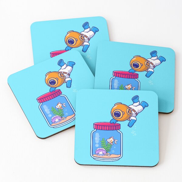 Item preview, Ocean in a Jar: Cute Diver with Fish designed and sold by hjian8219.
