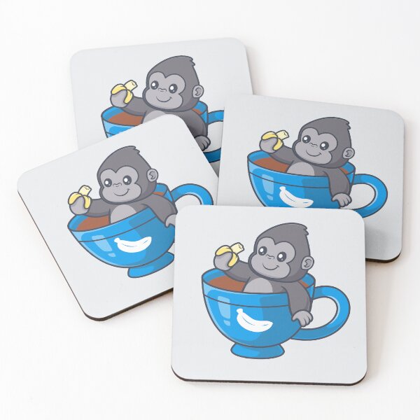 Item preview, Banana Brew Delight: Cute Gorilla with Coffee" designed and sold by hjian8219.