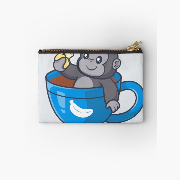 Item preview, Banana Brew Delight: Cute Gorilla with Coffee" designed and sold by hjian8219.