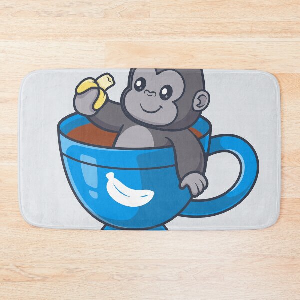 Item preview, Banana Brew Delight: Cute Gorilla with Coffee" designed and sold by hjian8219.