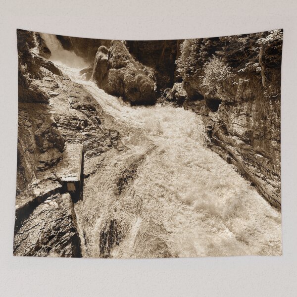 Item preview, An Alpine Waterfall in Sepia Tone designed and sold by Pamela Storch.