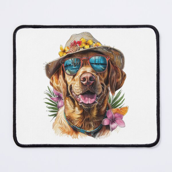 Item preview, Funny dog with summer clothes on the beach designed and sold by Miauau Studio.