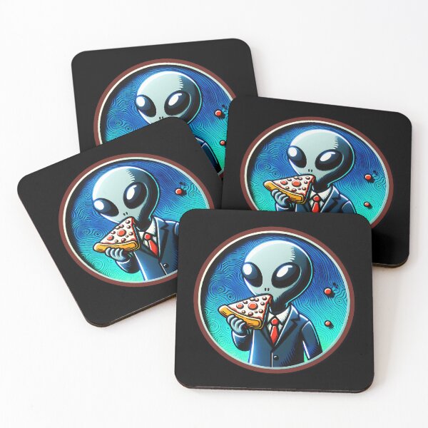 Item preview, Alien Eating Pizza High Resolution Illustration designed and sold by hello-ib.