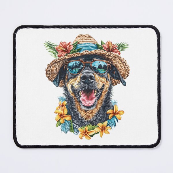 Item preview, Dog with summer clothes on the beach designed and sold by Pattern Heaven.
