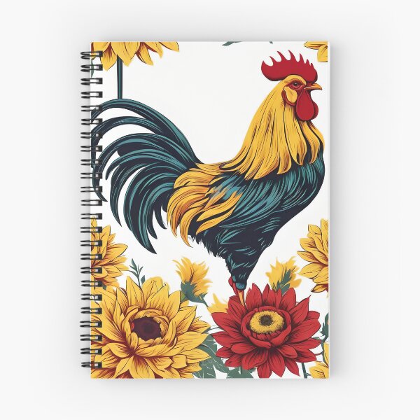 Item preview, Rooster among yellow and red chrysanthemums designed and sold by Ciervo Primavera.