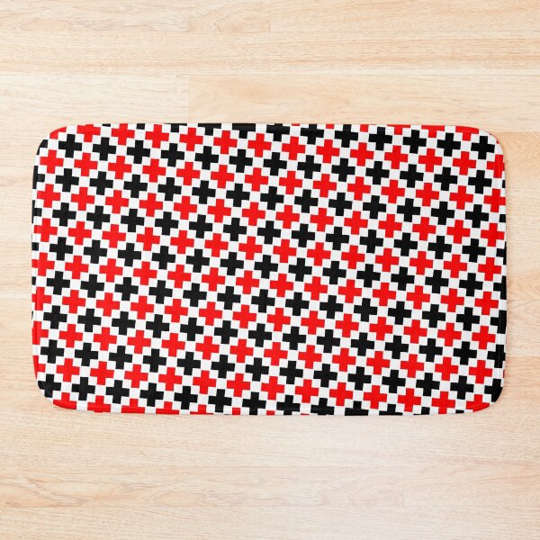 Item preview, Black & Red Plus Alternating Symbols White Prolific Pattern designed and sold by Alchemy-A-La-G.