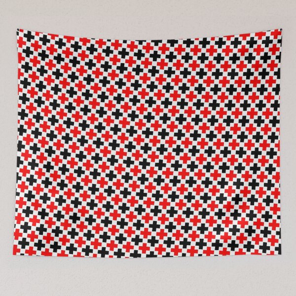 Item preview, Black & Red Plus Alternating Symbols White Prolific Pattern designed and sold by Alchemy-A-La-G.