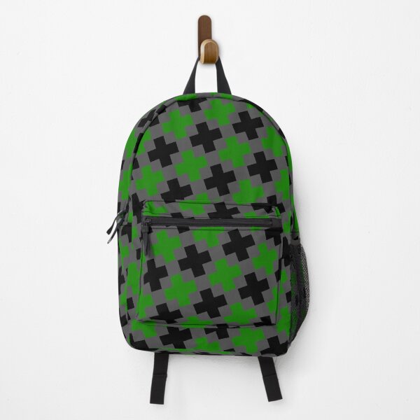 Item preview, Black & Green Plus Alternating Symbols Grey Prolific Pattern designed and sold by Alchemy-A-La-G.