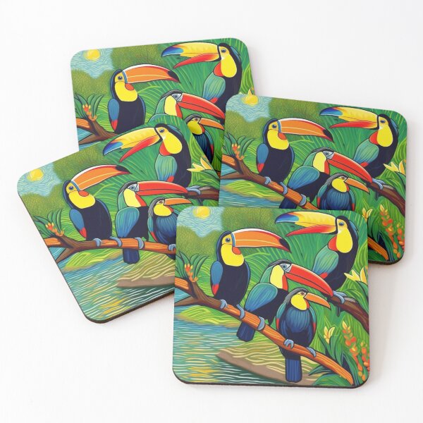 Item preview, Colorful Toucans Gathered on Tree at Zoo Pals Riverside designed and sold by sportsimpact.