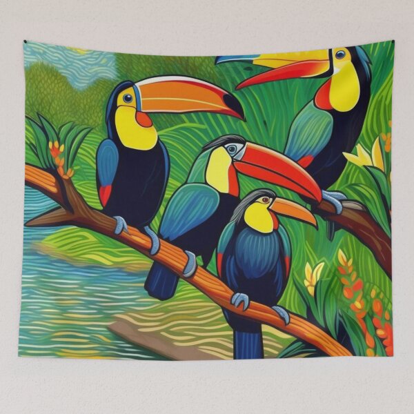 Item preview, Colorful Toucans Gathered on Tree at Zoo Pals Riverside designed and sold by sportsimpact.