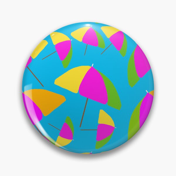 Item preview, Colorful beach Umbrellas - Hand-drawn Repeating Pattern on Blue Background hex code #02b9ed designed and sold by Victoria Rose.