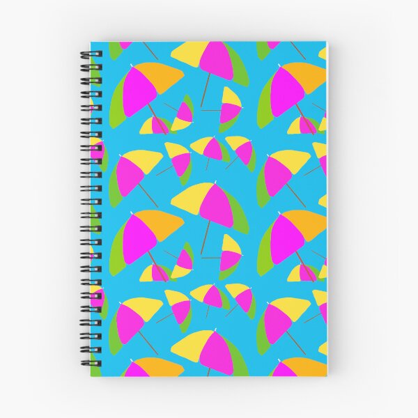 Item preview, Colorful beach Umbrellas - Hand-drawn Repeating Pattern on Blue Background hex code #02b9ed designed and sold by Victoria Rose.