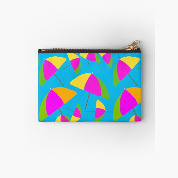 Item preview, Colorful beach Umbrellas - Hand-drawn Repeating Pattern on Blue Background hex code #02b9ed designed and sold by Victoria Rose.