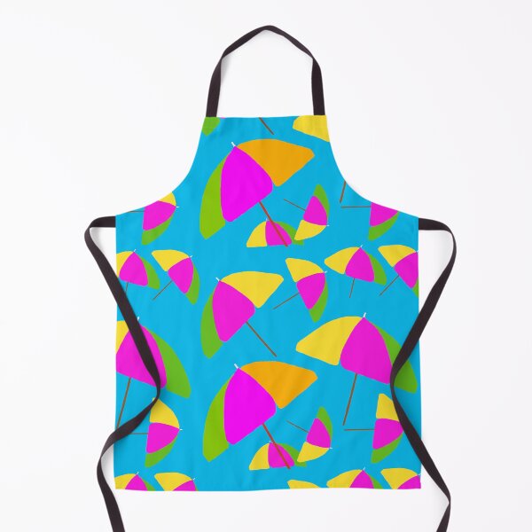 Item preview, Colorful beach Umbrellas - Hand-drawn Repeating Pattern on Blue Background hex code #02b9ed designed and sold by Victoria Rose.