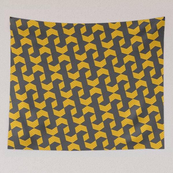 Item preview, Blackberry & Mango Interlocking Hexagons Black Outline Prolific Pattern designed and sold by Alchemy-A-La-G.