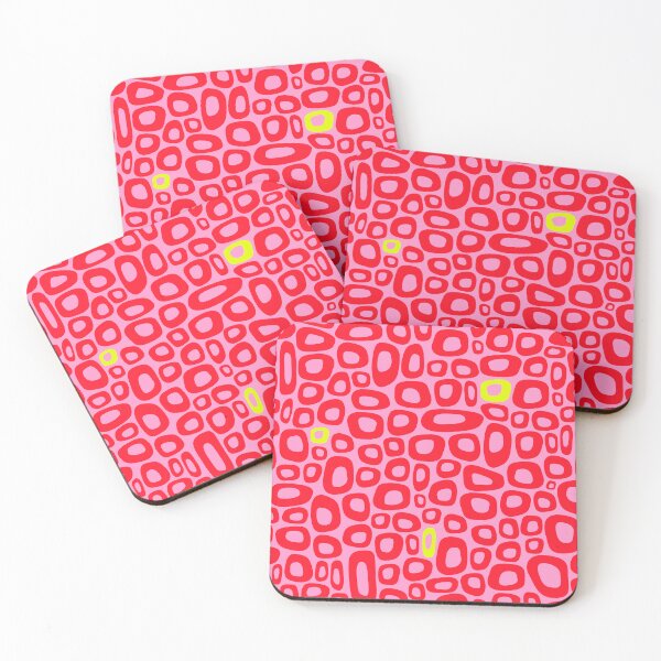 Item preview, funky squares in red and pink designed and sold by studiopetrichor.