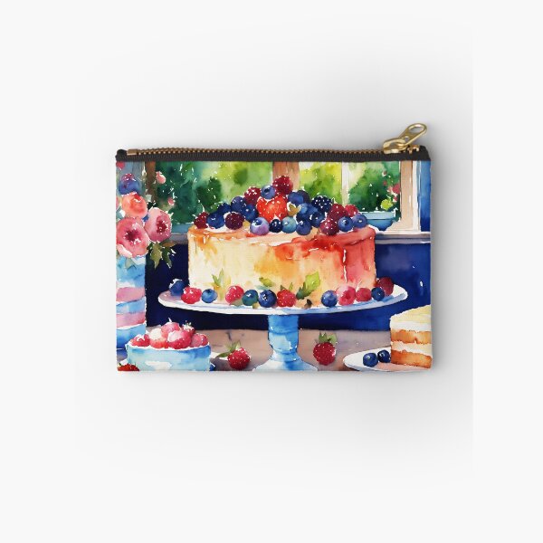 Item preview, watercolor of a yummy cheesecake with fruit on top  designed and sold by soulfulpalette.