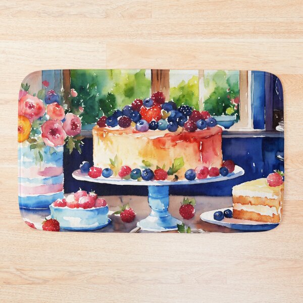 Item preview, watercolor of a yummy cheesecake with fruit on top  designed and sold by soulfulpalette.