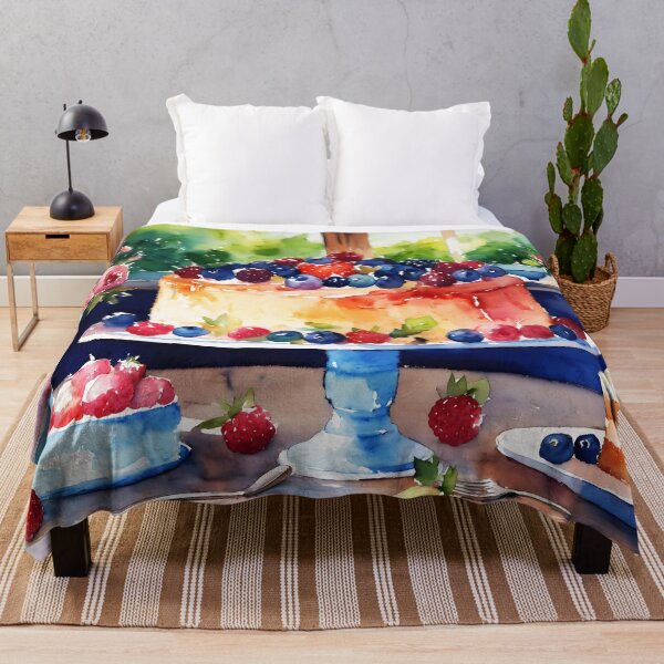Item preview, watercolor of a yummy cheesecake with fruit on top  designed and sold by soulfulpalette.