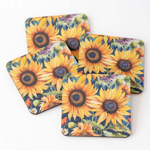 Item preview, watercolor of yellow sunflowers designed and sold by soulfulpalette.