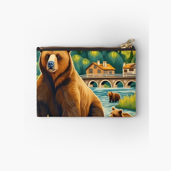 Item preview,  Cute Grizzly Bear Family Crossing River Bend designed and sold by sportsimpact.