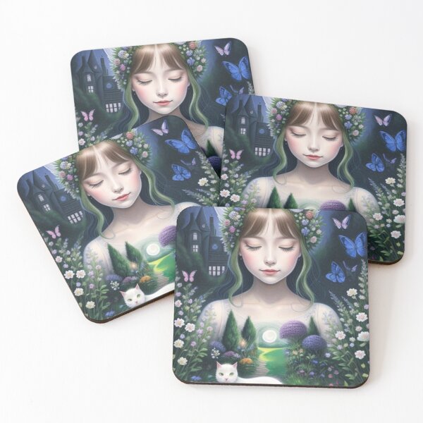 Item preview, Girl and Cat at the Magical Garden designed and sold by TheDarkWardrobe.