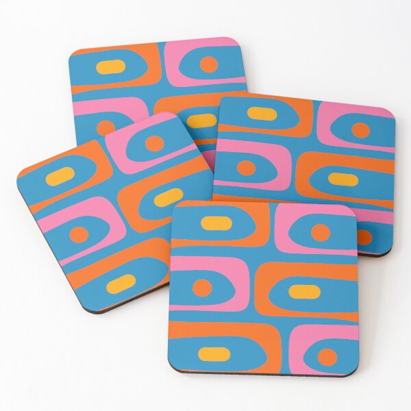 Item preview, Mid Century Modern Piquet Abstract Blue Orange Pink designed and sold by kierkegaard.