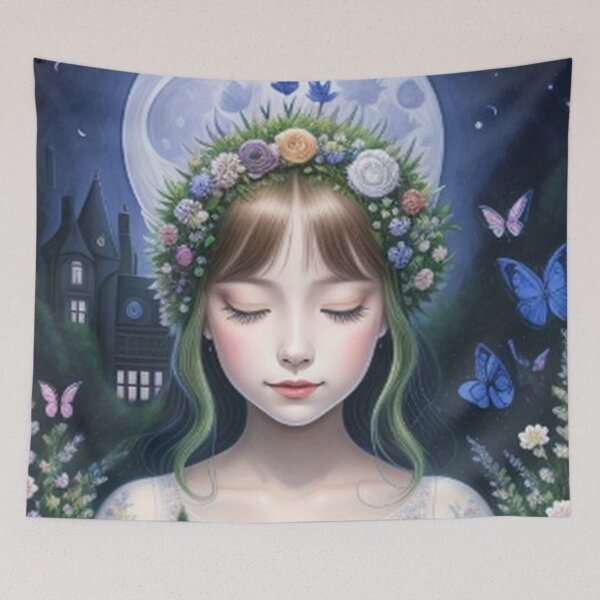 Item preview, Girl and Cat at the Magical Garden designed and sold by TheDarkWardrobe.