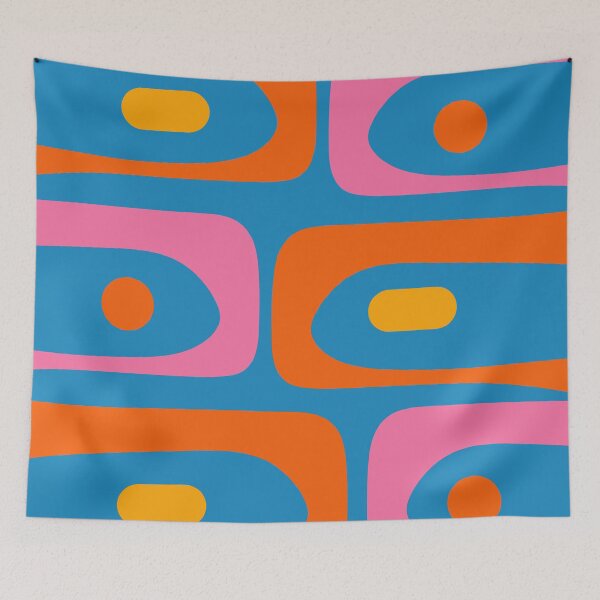 Item preview, Mid Century Modern Piquet Abstract Blue Orange Pink designed and sold by kierkegaard.