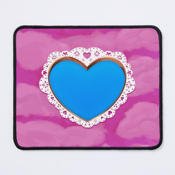 Artikelvorschau, Doily-Herz auf rosa Wolkenhintergrund entworfen und verkauft von imsmallfry.