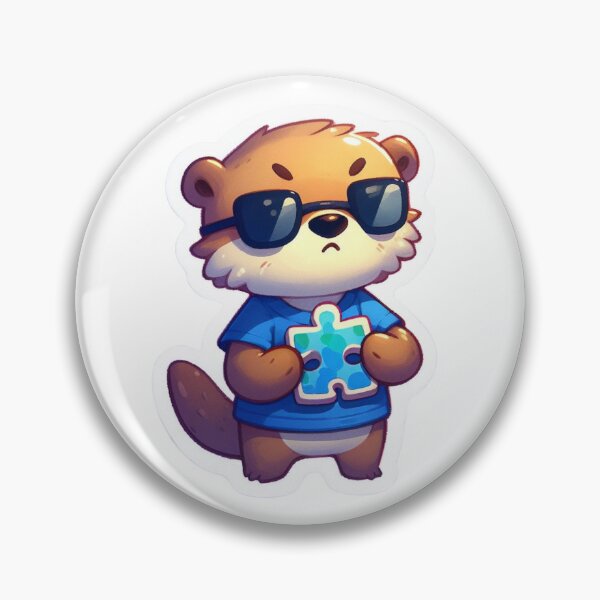 Item preview, An Otter Holding the Autism Puzzle Piece and Wearing Blue for Autism Awareness designed and sold by shellle in the ocean.