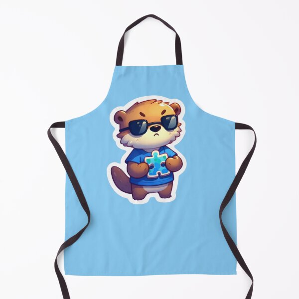 Item preview, An Otter Holding the Autism Puzzle Piece and Wearing Blue for Autism Awareness designed and sold by shellle in the ocean.
