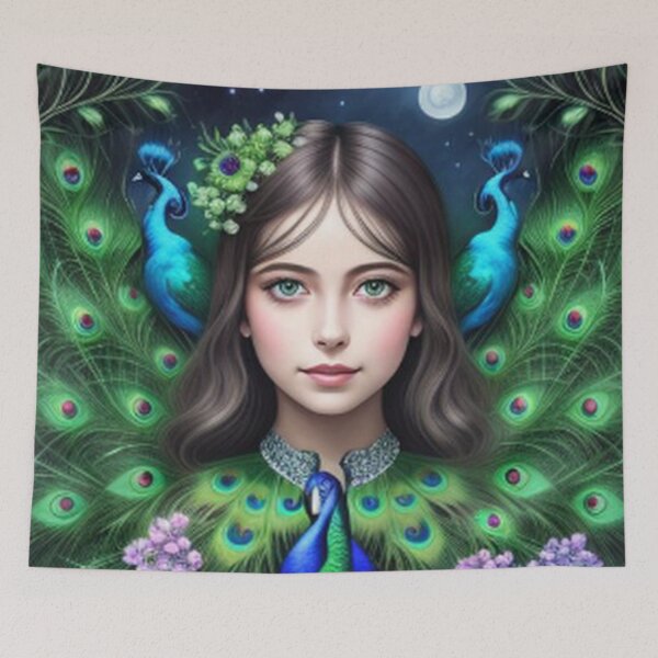 Item preview, Girl and Magical Peacock Garden designed and sold by TheDarkWardrobe.