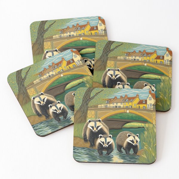 Item preview, Cute Badgers Family Crossing River Bend Zoo Pals designed and sold by sportsimpact.