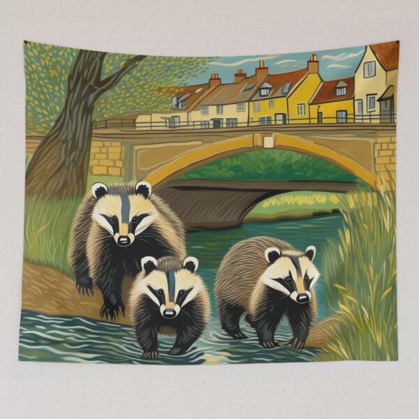 Item preview, Cute Badgers Family Crossing River Bend Zoo Pals designed and sold by sportsimpact.
