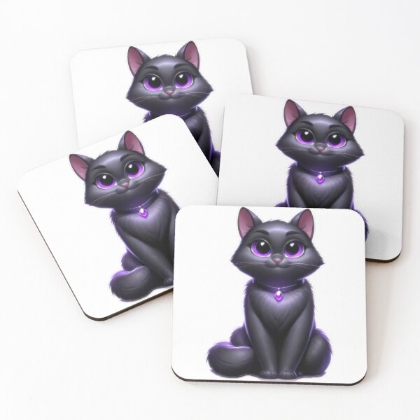 Item preview, Black witches cat with Amethyst necklace  designed and sold by CritterManiaUK.