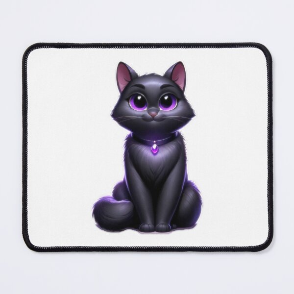 Item preview, Black witches cat with Amethyst necklace  designed and sold by CritterManiaUK.