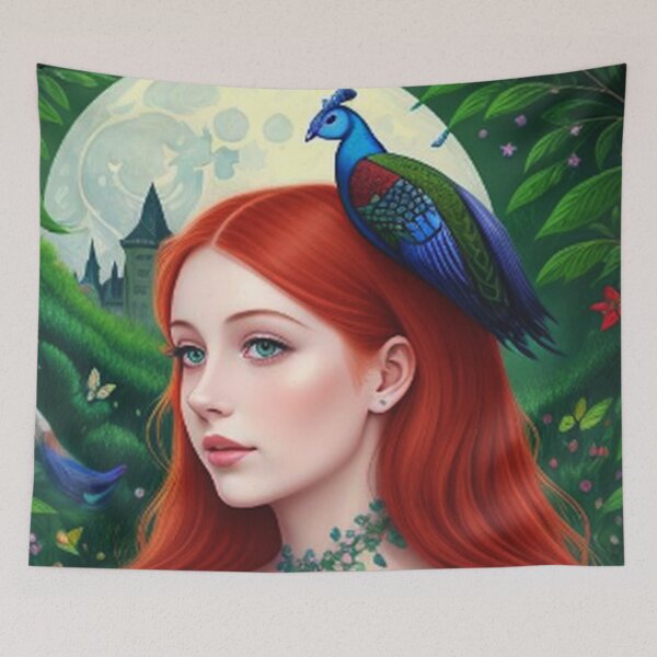 Item preview, Girl and Magical Peacock Garden designed and sold by TheDarkWardrobe.