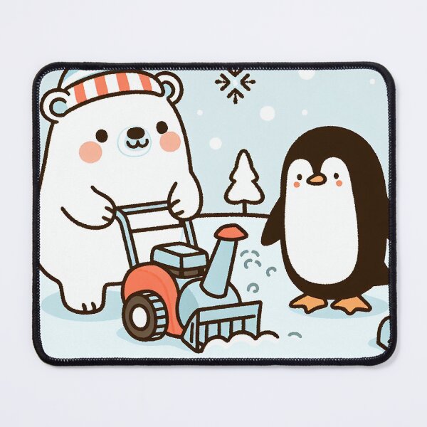 Item preview, Polar Bear and Penguin Joy in the Snow with Snow Blower designed and sold by zzz888.