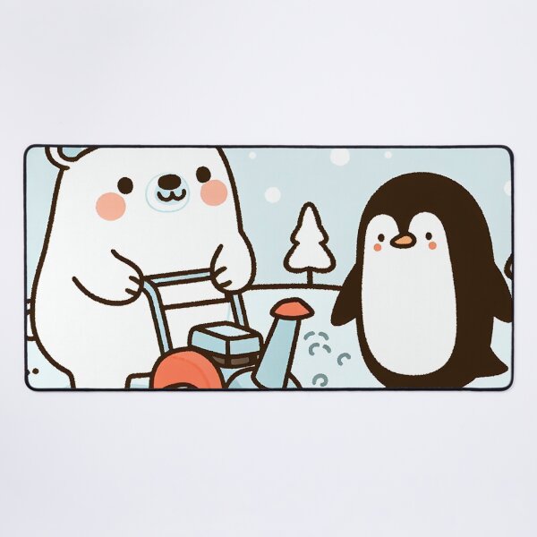 Item preview, Polar Bear and Penguin Joy in the Snow with Snow Blower designed and sold by zzz888.