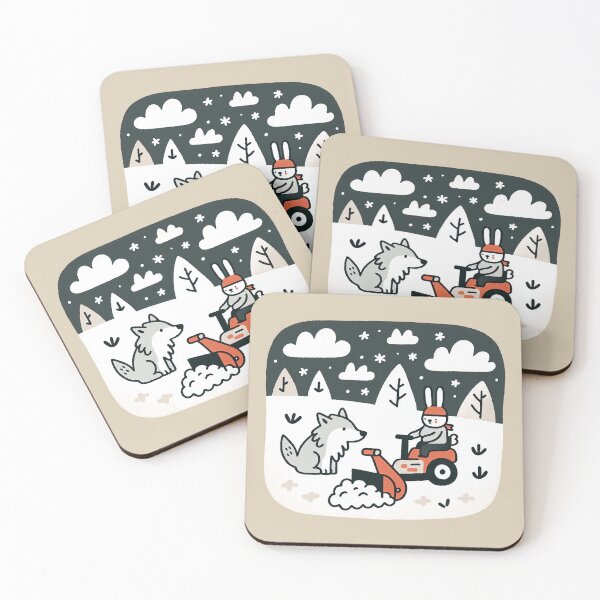 Item preview, Wolf and Rabbit Joy in the Snow with Snow Blower designed and sold by zzz888.